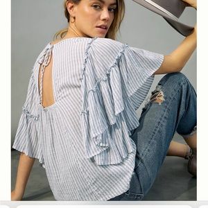 Anthropologie ruffle sleeve blouse in excellent condition